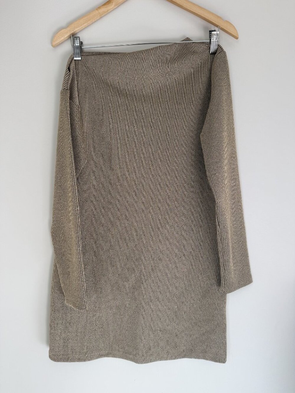 Zara Metallic Ribbed Knit Off Shoulder Mini Dress, Size L